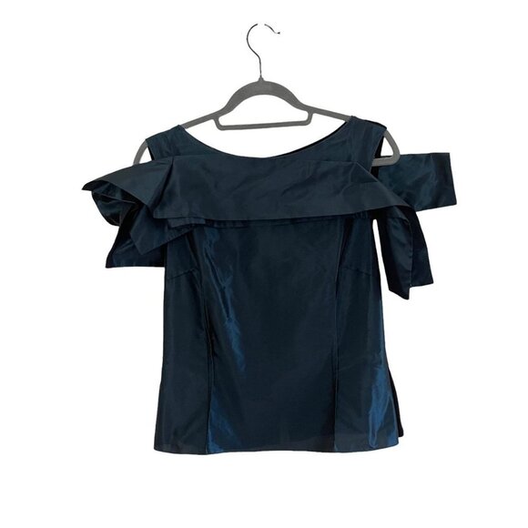 XD XENIA DESIGN Size 6 Taffeta Draped Blouse Stretch Structured Minimalist - Picture 11 of 11